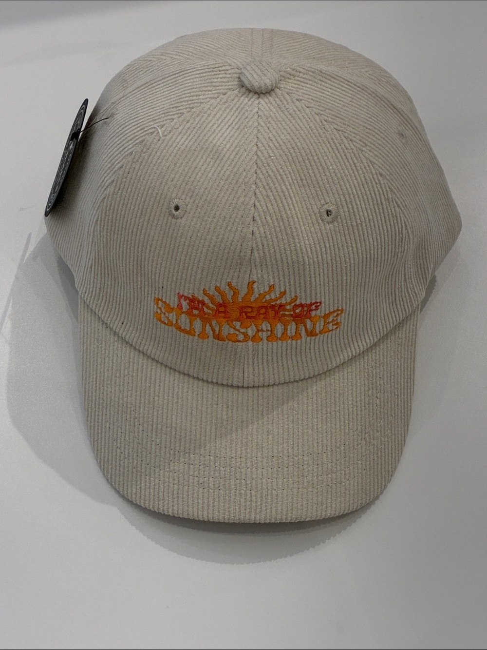 Sunshine Embroidered Corduroy Cap - Cream